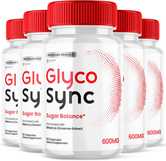 (5 Paquetes) Glyco Sync Cápsulas - Suplemento Avanzado de Apoyo al Azúcar, Fórmula Natural con Extracto de Canela, 300 Cápsulas