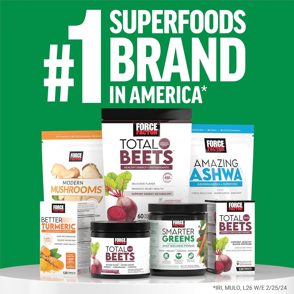 Force Factor Smarter Greens Superfoods Powder - Polvo de Superalimentos con Probióticos y Enzimas Digestivas, 30 Servicios