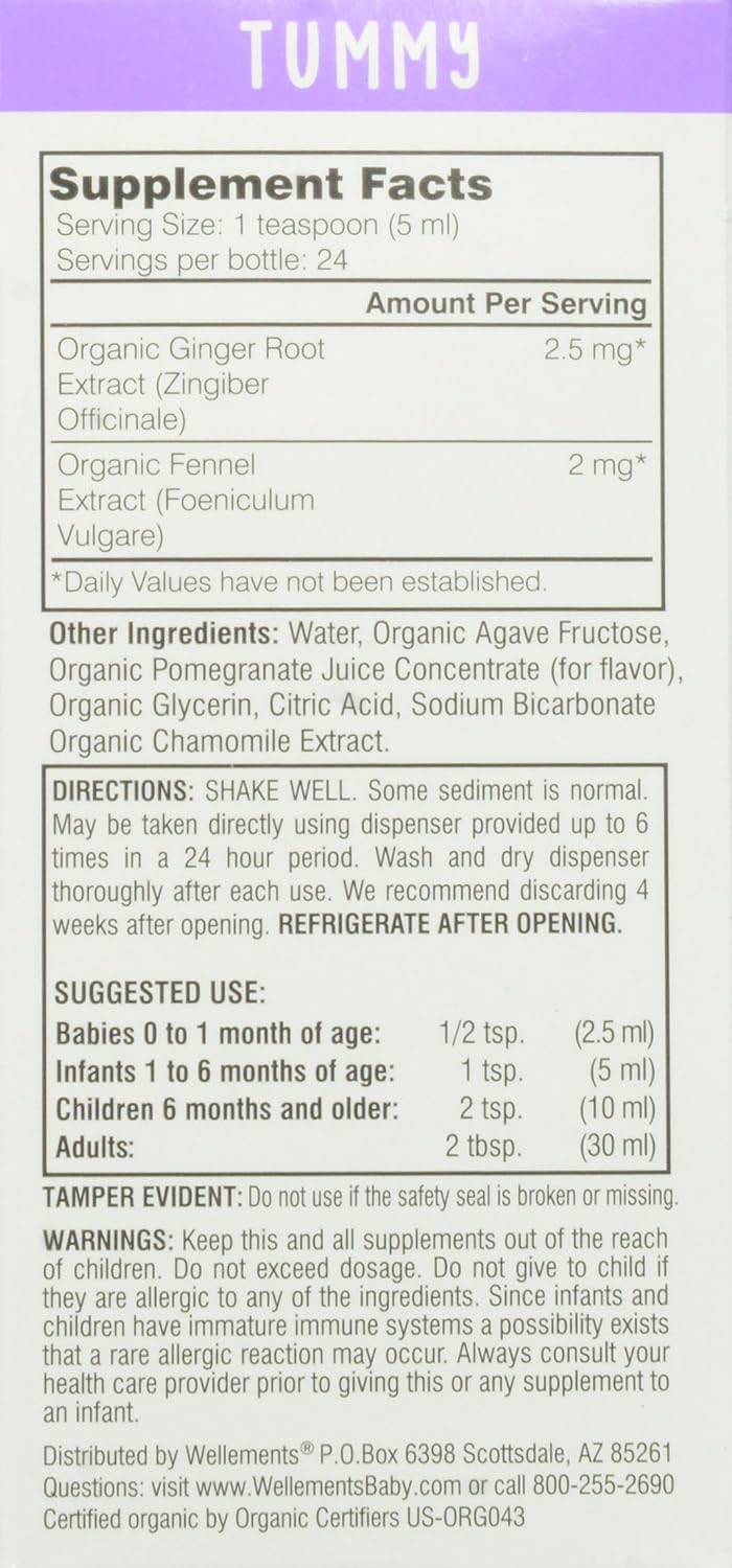 Wellements Organic Gripe Water for Tummy, 118 ml