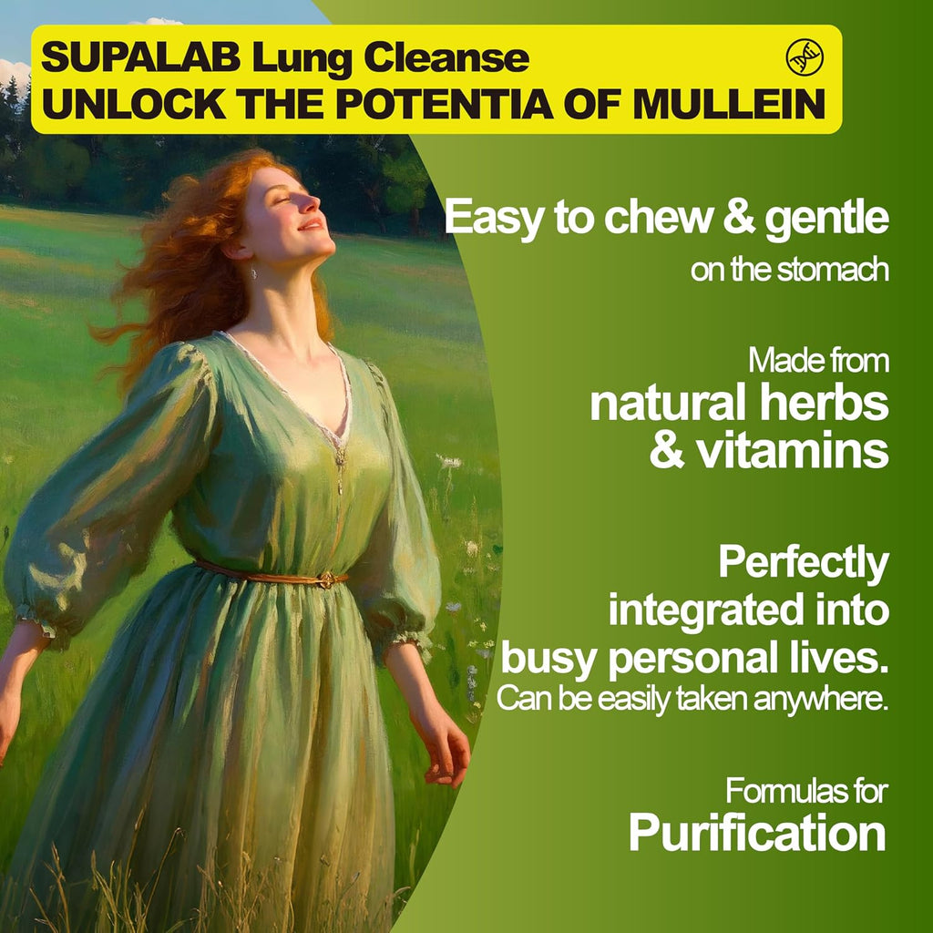 Natural Mullein Lung Cleanse Gummies | Equilibrio saludable de mucosidad, Apoyo inmunitario | Sabor a manzana, 60 gominolas