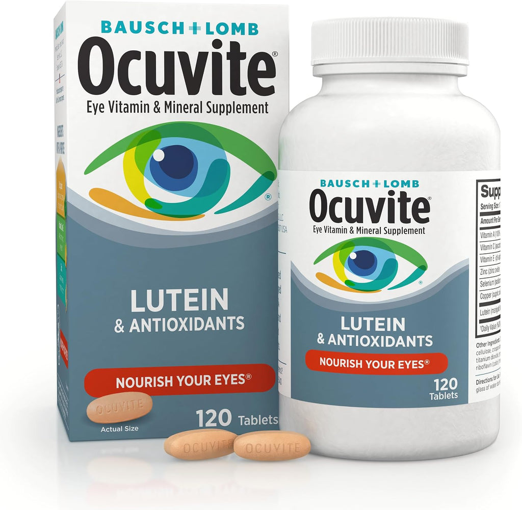 Bausch + Lomb Ocuvite Suplemento de Vitaminas y Minerales con Luteína, 120 Comprimidos (Pack de 3)