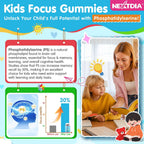Nextdia Phosphatidylserina 100mg Gomitas para Niños y Adolescentes - Con Vitamina C y D3 - Sin Azúcar, Vegano, Sin Gluten - 2 Paquetes