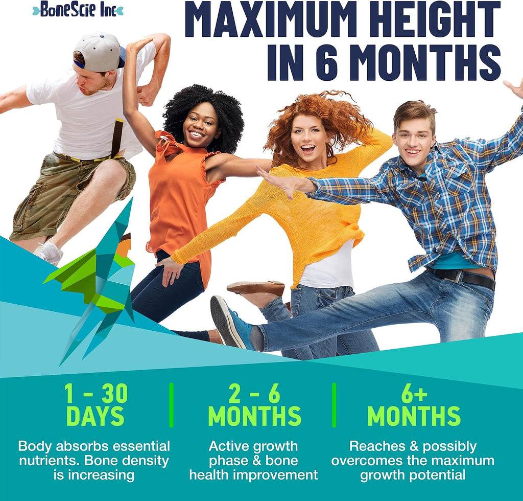 Height Growth Maximizer - Suplemento de Crecimiento con Calcio, Vitamina D3 y Zinc para Niños y Adolescentes - 120 Cápsulas