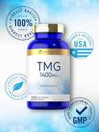Carlyle Suplemento TMG | 1400mg | 200 Cápsulas de Trimetilglicina de Liberación Rápida | No OGM y Sin Gluten