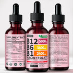 NUSAVA (Pack de 2) Gotas Líquidas de Vitamina B12 5000mcg - B12 Sublingual con B6 y Complejo B - Metilcobalamina para Mujeres y Hombres - Suplemento Vegano, No GMO, Sabor Fresa (2 Fl Oz, 80 Porciones)