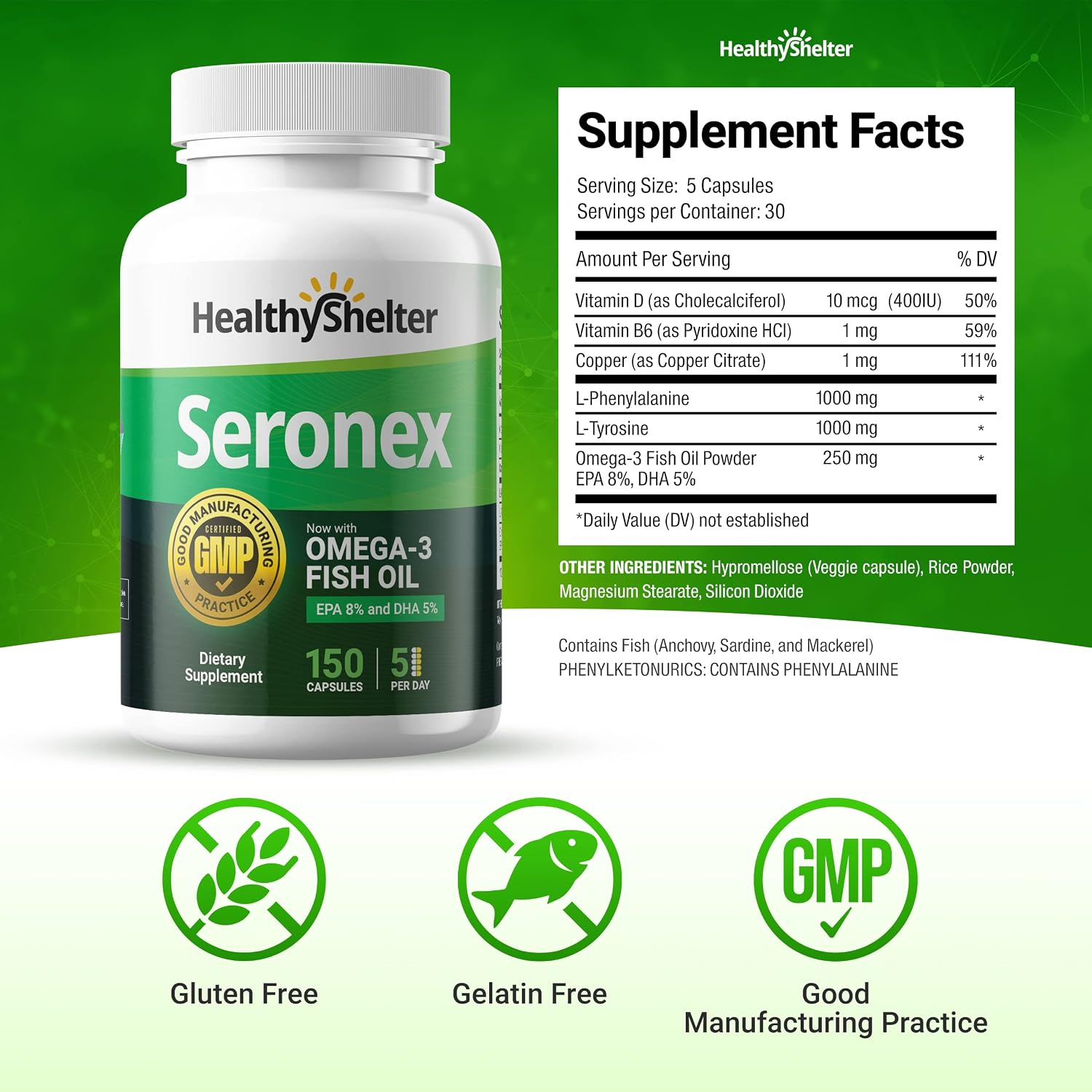 Seronex – Suplemento para la Pigmentación de la Piel con Omega-3, Vitaminas D y B6 | Healthy Shelter