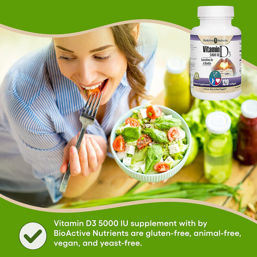 Vitamina D3 5000 IU - 120 Cápsulas Blandas - BIOACTIVE NUTRIENTS