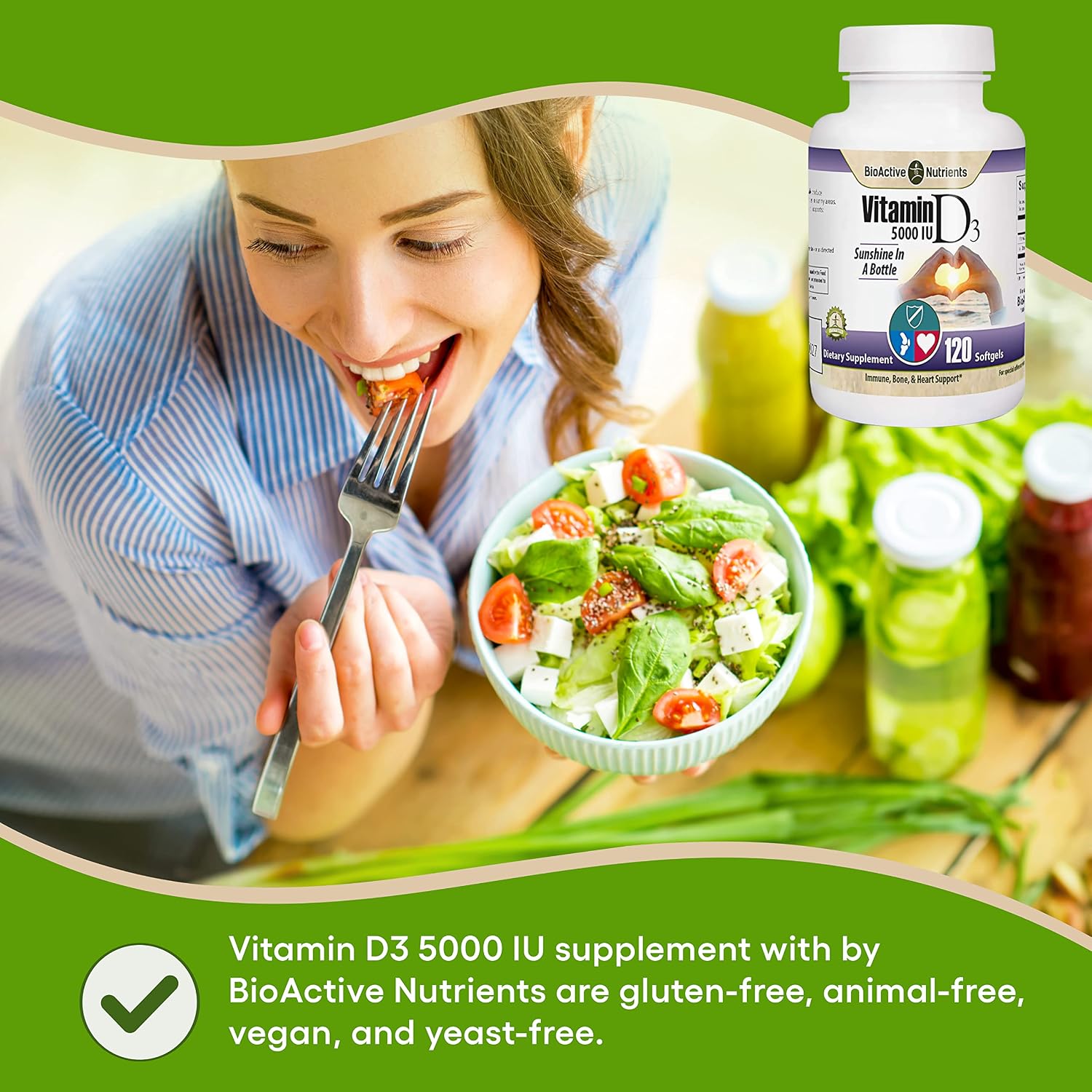 Vitamina D3 5000 IU - 120 Cápsulas Blandas - BIOACTIVE NUTRIENTS
