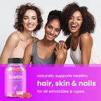 NutraChamps Gominolas de Biotina sin Azúcar 10000mcg - Alta Potencia - Cabello, Piel y Uñas Saludables - Vegano, No-GMO - Sabor Frambuesa