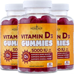 New Age Vitamina D3 5000 UI Gomitas - Suplemento Inmunológico, Sin Gluten, Sin Gelatina, Sabor Natural (180 Gomitas)