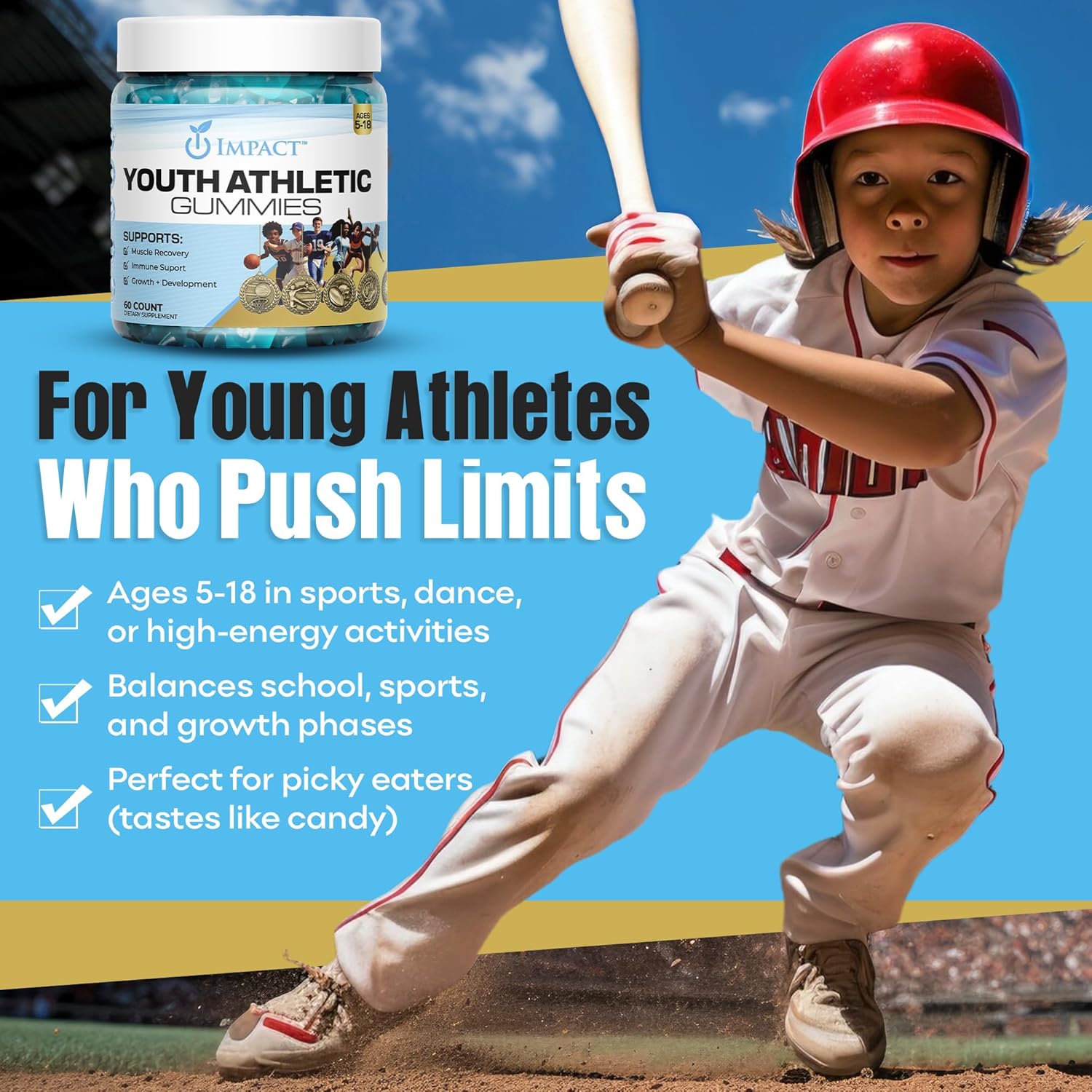 IMPACT Youth Athletic Gummies – Multivitamínico infantil en gominolas veganas