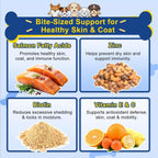 SHINEPAWS Omega 3 para Perros, Masticables de Aceite de Salmón con Omega 3 6 9 (EPA+DHA), Zinc, Biotina y Vitaminas E y C - 120 unidades, Sabor Pollo