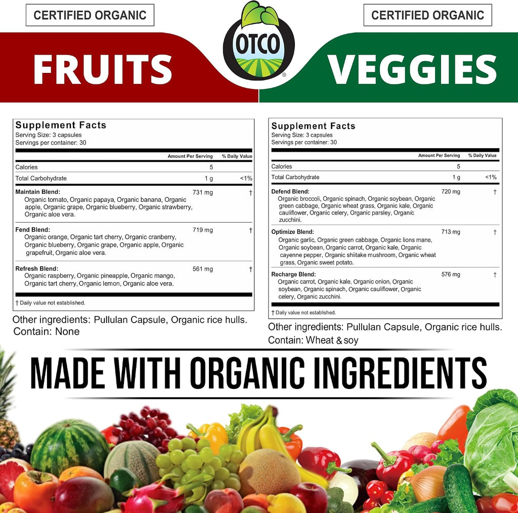 Made with Organic Fruits & Veggies Capsules - Superfood Supplement for Women & Men (30-Day Supply)