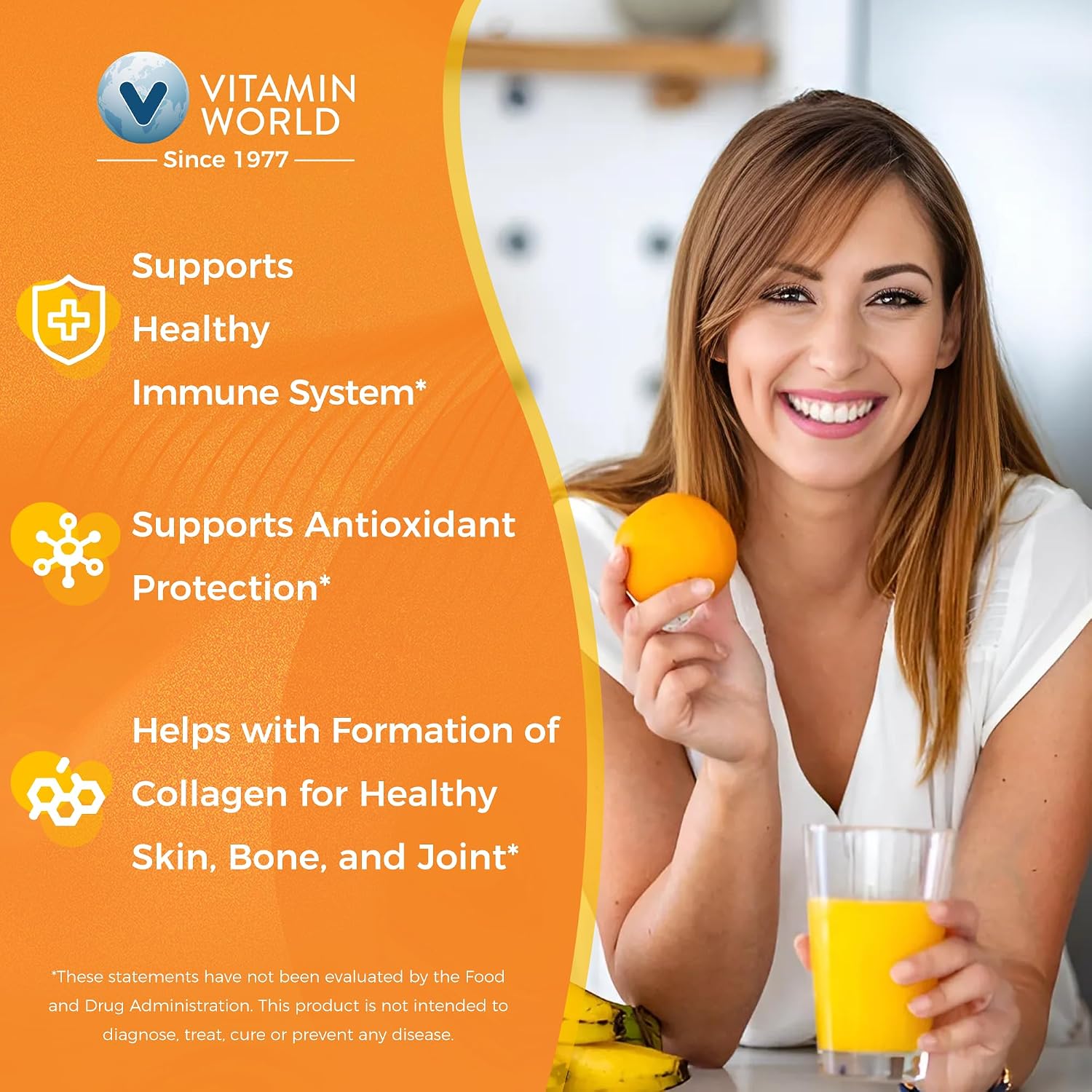 Vitamin World Vitamina C 1000 mg con Bioflavonoides, 100 Cápsulas