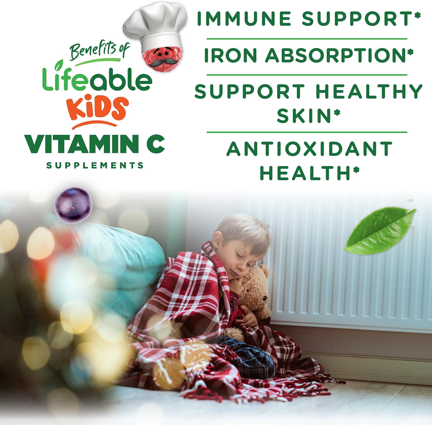 Doctors Orders Lifeable Kids Vitamin C Gummies para niños | 250 mg | Gominolas veganas de vitamina C | 120 gominolas