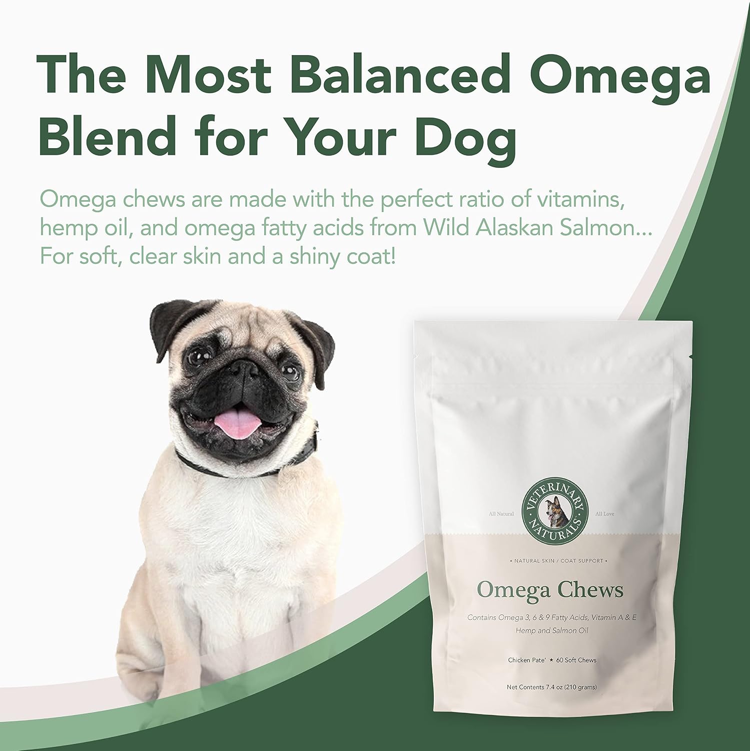 Veterinary Naturals Hemp Oil & Salmon Oil Chews for Dogs - 60 Soft Chews