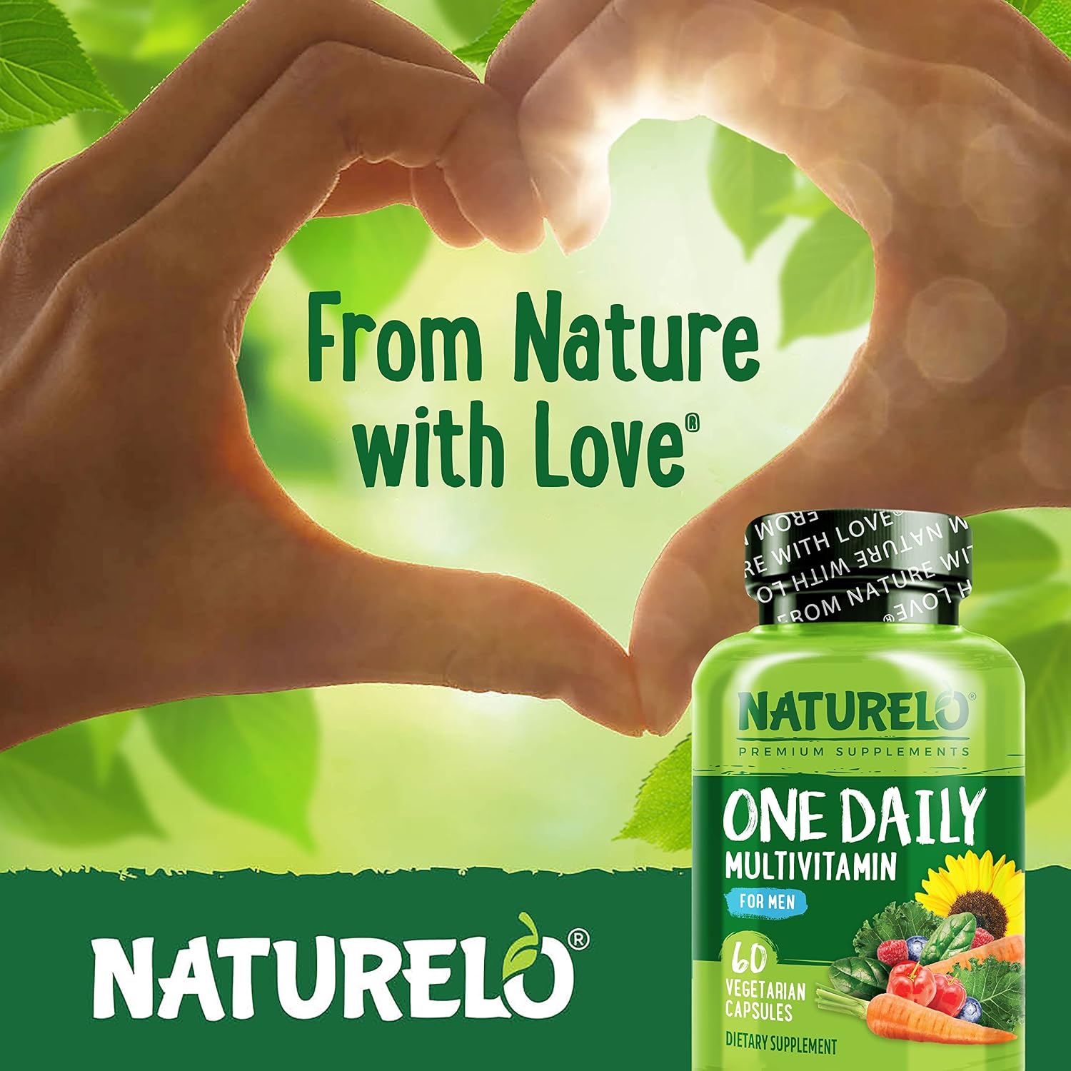 NATURELO Multivitamínico para Hombres - Complejo de Vitaminas y Minerales con Alimentos Ecológicos, 60 Cápsulas Vegetales