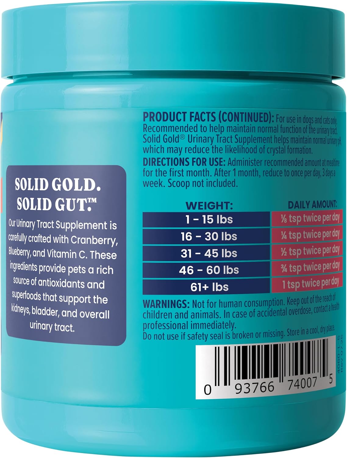 Solid Gold Berry Balance - Suplemento de Arándano Rojo para Perros con Antioxidantes (Polvo 100g, Sabor Arándano)