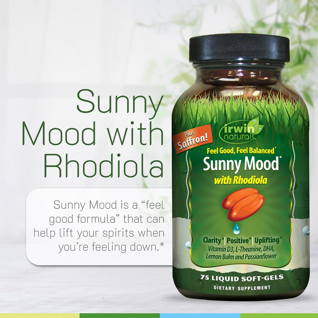 Irwin Naturals Sunny Mood - Emotional Balance and Mood Support, 75 Liquid Soft-Gels