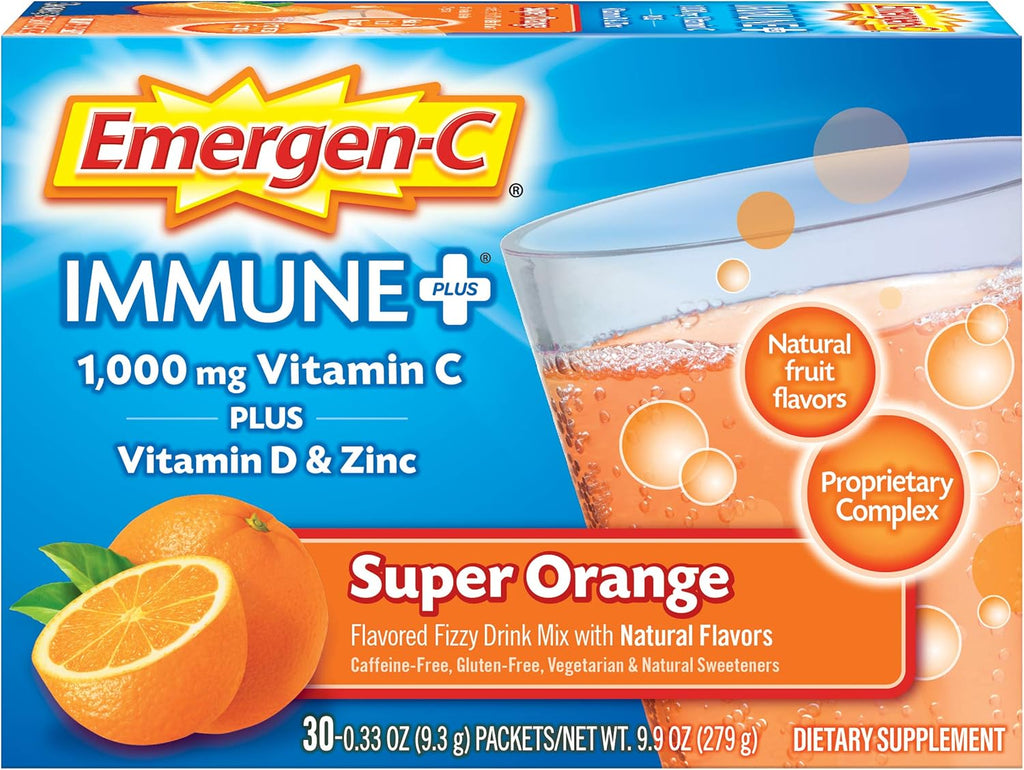 Emergen-C Immune+ Vitamina C 1000 mg - 30 Sobres - Sabor Naranja Super