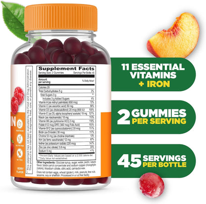 Lifeable Multivitamínico con Hierro para – Sistema inmunitario: Las vitaminas C, D y el zinc contribuyen al – Image 2