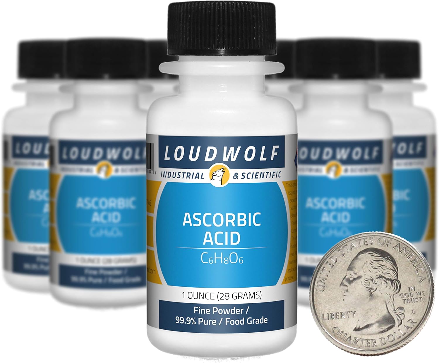 Ácido Ascórbico - 283 g (10 oz) - 10 Botellas - 99.9% Grado Alimenticio - Polvo Fino