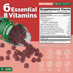 YUM-V'S Complejo B en gominolas con vitamina C – 1 al día para energía y sistema nervioso – Vegano, Kosher – 70 unidades (2 paquetes)
