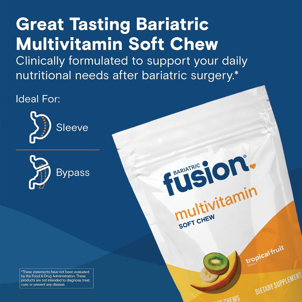 Bariatric Fusion Multivitamínico en Gominola Blanda para Cirugía Bariátrica - Sabor Fruta Tropical - 60 Unidades (1 Mes)