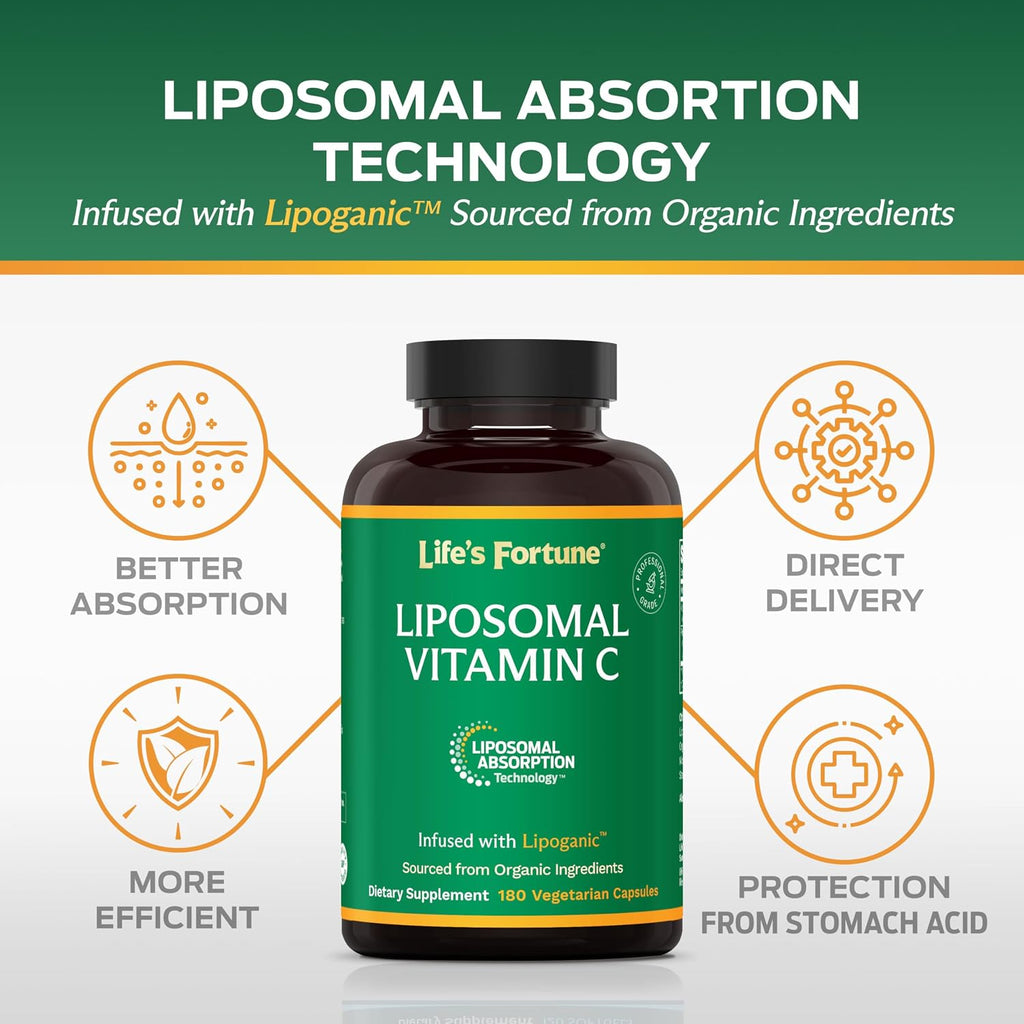 Life's Fortune Vitamina C Liposomal 2100 mg, 180 Cápsulas - Absorción Rápida, Alta Biodisponibilidad