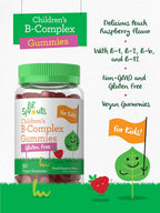 Carlyle Kids B Complex Gummies | 90 Gominolas | Con Vitaminas B1, B2, B6, B12 y Extracto de Ashwagandha | Sabor Melocotón y Frambuesa | Vegano, Sin Gluten y No-GMO