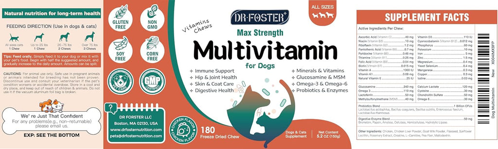 Multivitamínico para Perros DRFOSTER - 180 Bocados Sabor Pollo