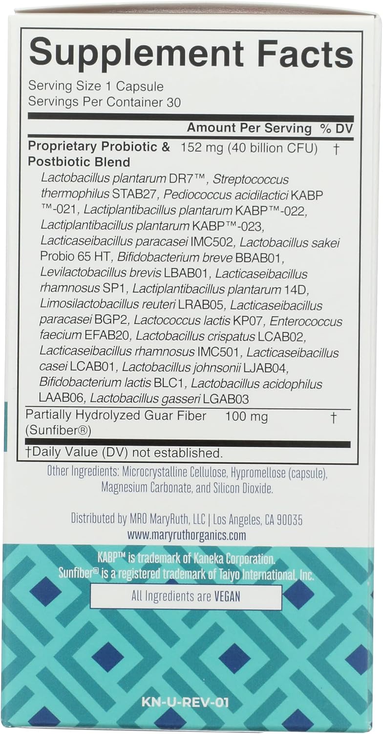 MaryRuth Organics Daily Care Digestion 3-in-1 Cápsulas, 40B UFC, 30 ct