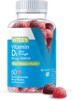 Viteey Vitamin D3 Gummies – 5000 IU (125 mcg) – 120 Gominolas para Adultos y Adolescentes