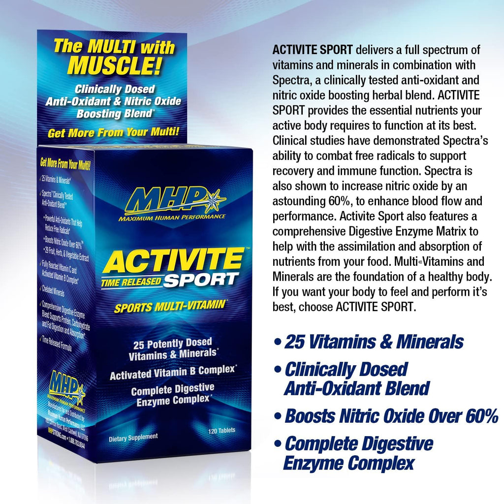 MHP Activite Sport – Multivitamínico Deportivo con 25 Vitaminas y Minerales, 120 Comprimidos