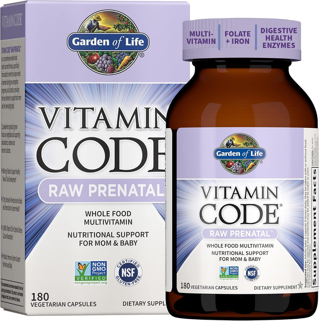 Garden of Life Vitamin Code Raw Multivitamínico Prenatal con Hierro, Ácido Fólico y Probióticos - 90 Cápsulas (30 Días)