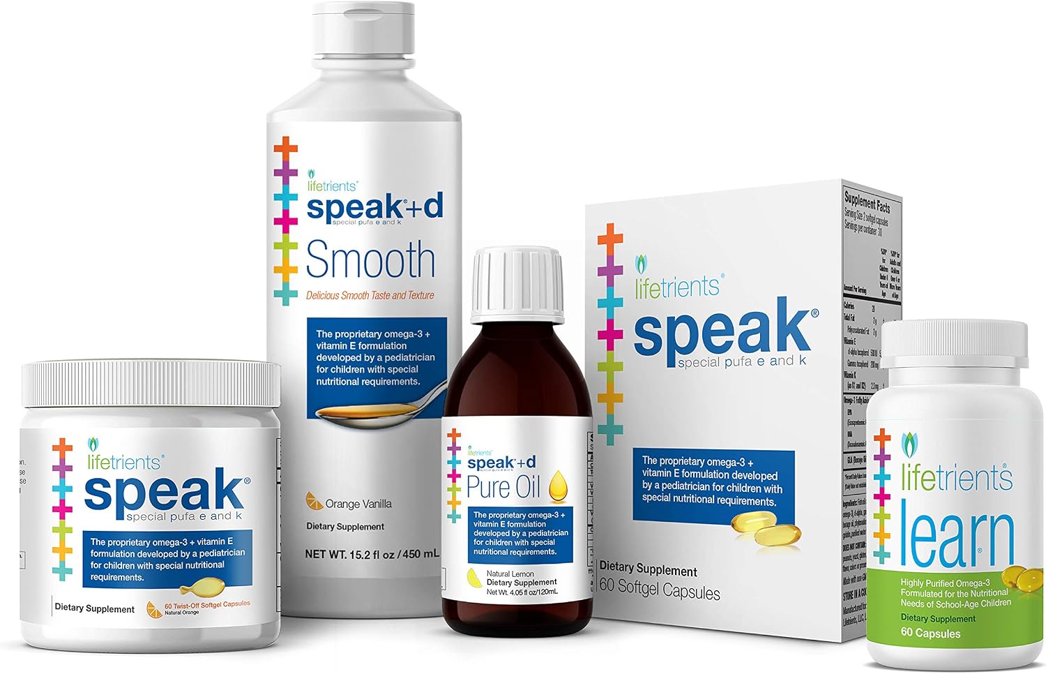 Lifetrients Speak Omega-3 para niños con GLA, vitaminas E y K – 60 cápsulas