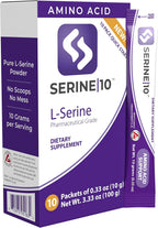 SERINE10 L-Serina Nootrópicos Sobres - Apoya la Salud Cerebral, Memoria, Concentración y Producción de Serotonina, L-Triptófano y L-Cistina - 10 Sobres Premidos con 10 Gramos (10000 mg)