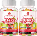 Natures Aid Gominolas Sin Azúcar de Vitamina D3 y K2 con Calcio + K2 (MK-7), Citrato de Magnesio, Vitamina C - Absorción Ósea, Muscular e Inmune - Vegano - 120 Gominolas