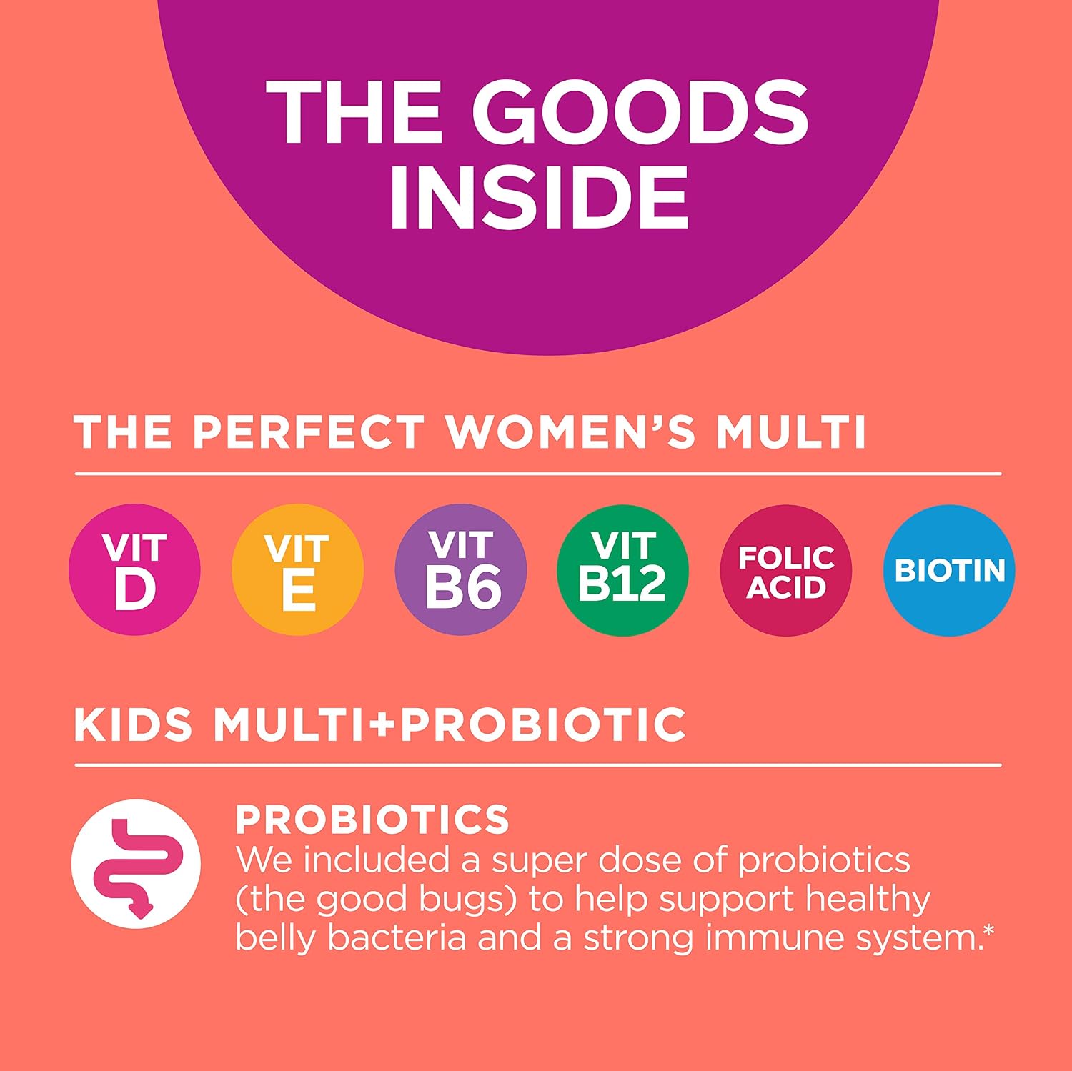 OLLY Pack Familiar: Perfect Women's Multi y Kid's Multi + Probiótico, Gomitas, 2 Unidades