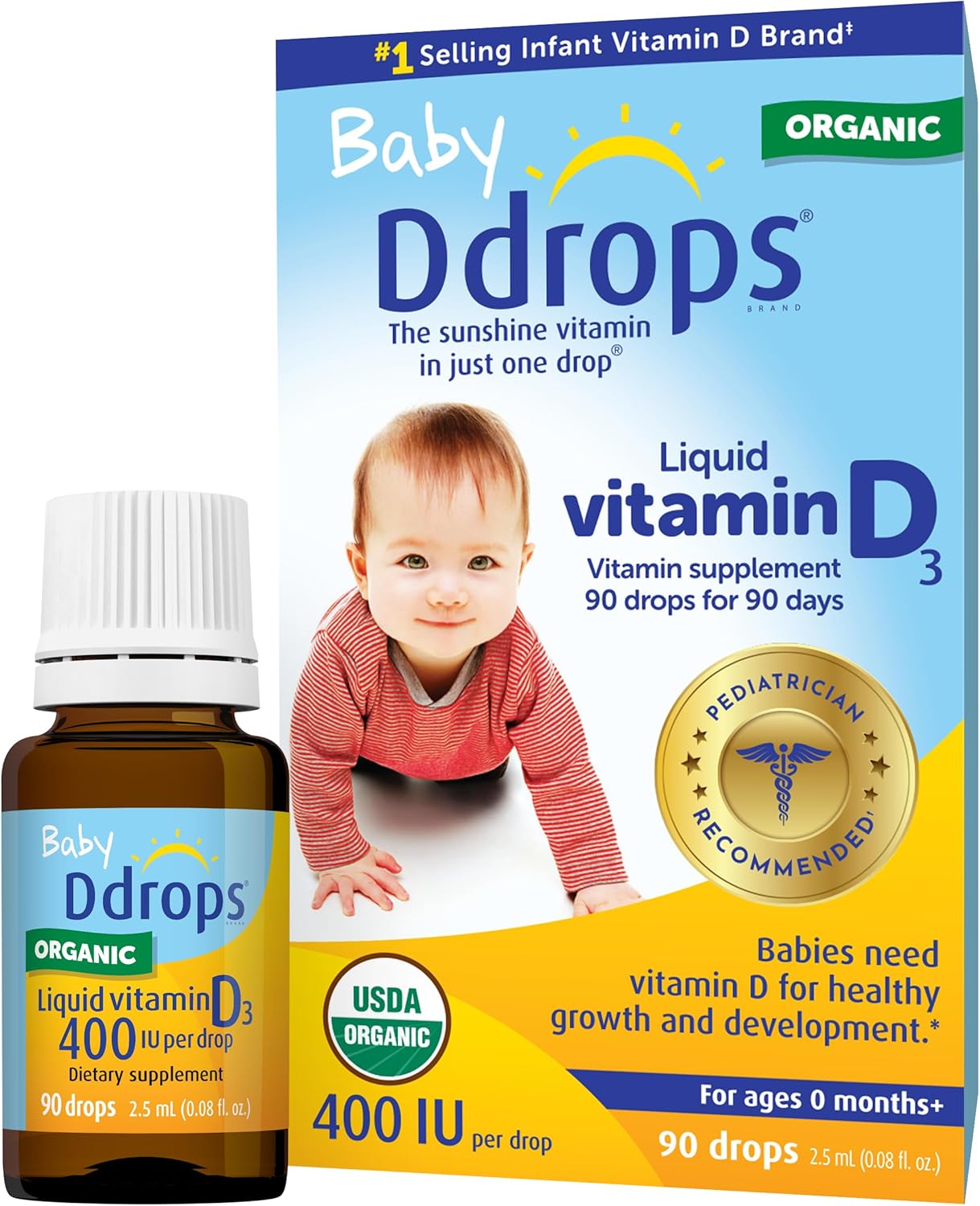 Ddrops Baby 400 UI Vitamina D3, 90 gotas, 2.5 ml