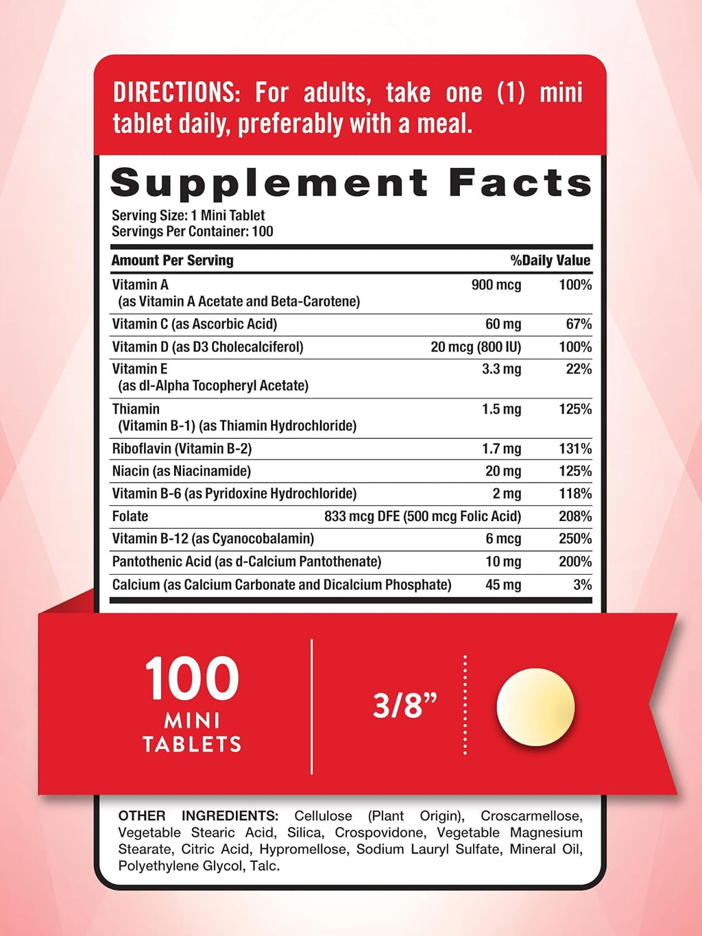 Nature's Truth Multivitamínico Diario - 100 Mini Comprimidos - Para Hombres y Mujeres - Suplemento Alimenticio Sin Gluten y No-GMO