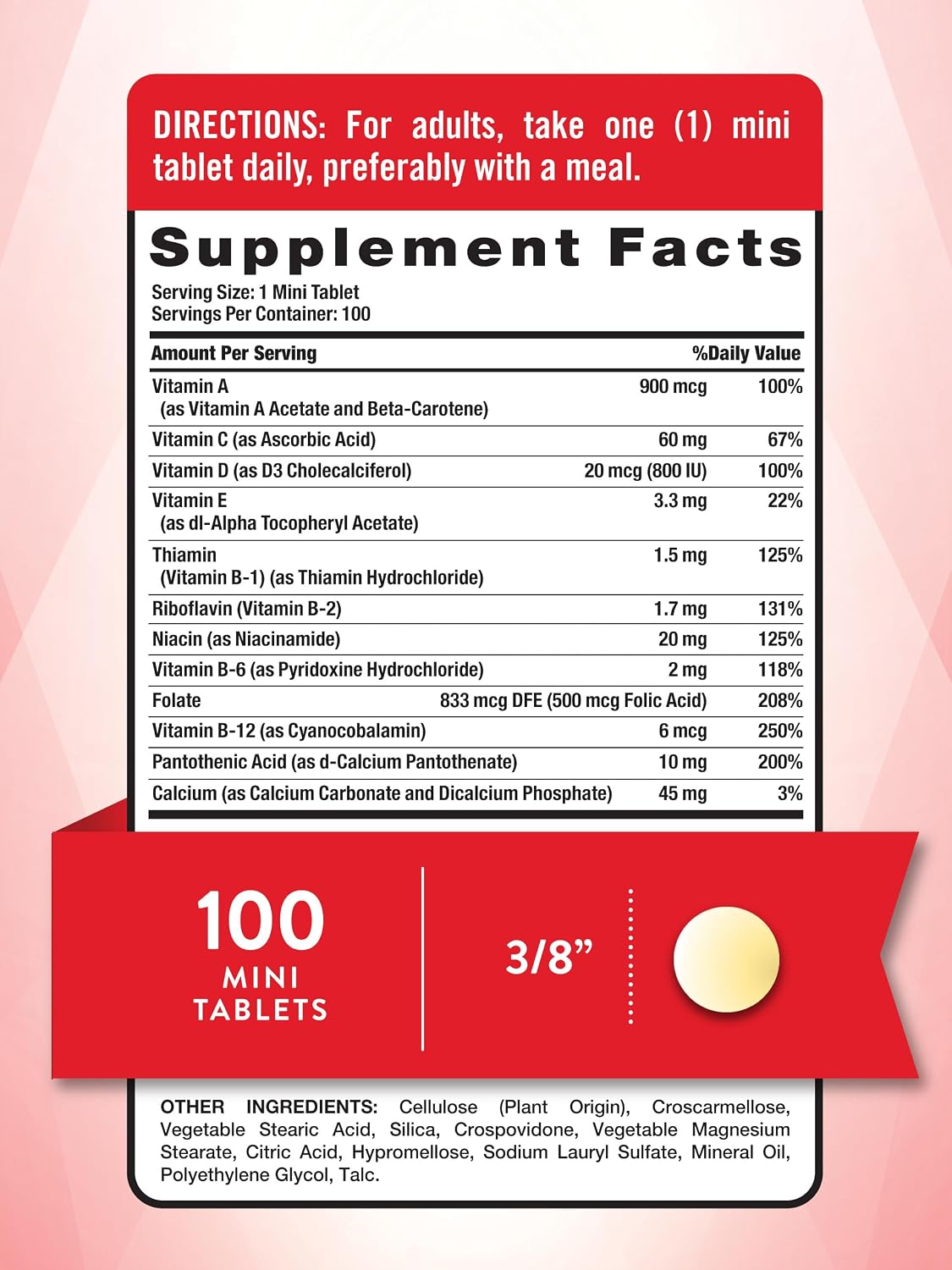 Nature's Truth Multivitamínico Diario - 100 Mini Comprimidos - Para Hombres y Mujeres - Suplemento Alimenticio Sin Gluten y No-GMO