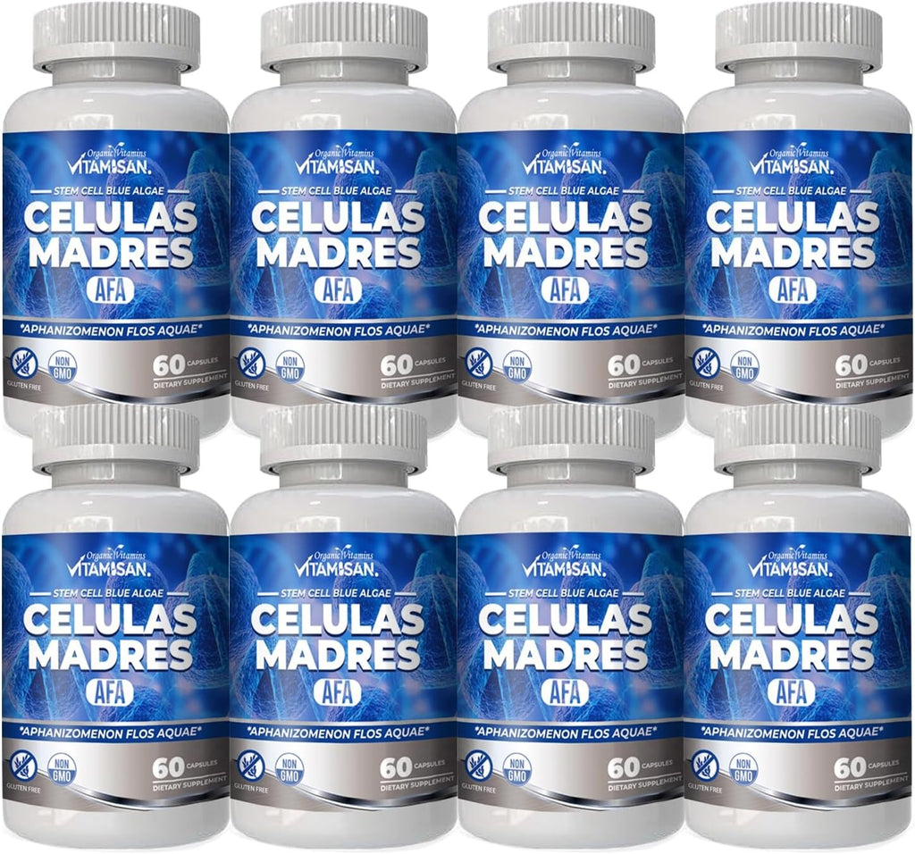 VITAMISAN Celulas Madres AFA Cápsulas de Alga Azul Verde, 60 cápsulas (Pack de 8)