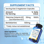 Nutriselect Benfotiamina 500mg, Vitamina B1 Liposoluble, 120 Cápsulas Vegetarianas