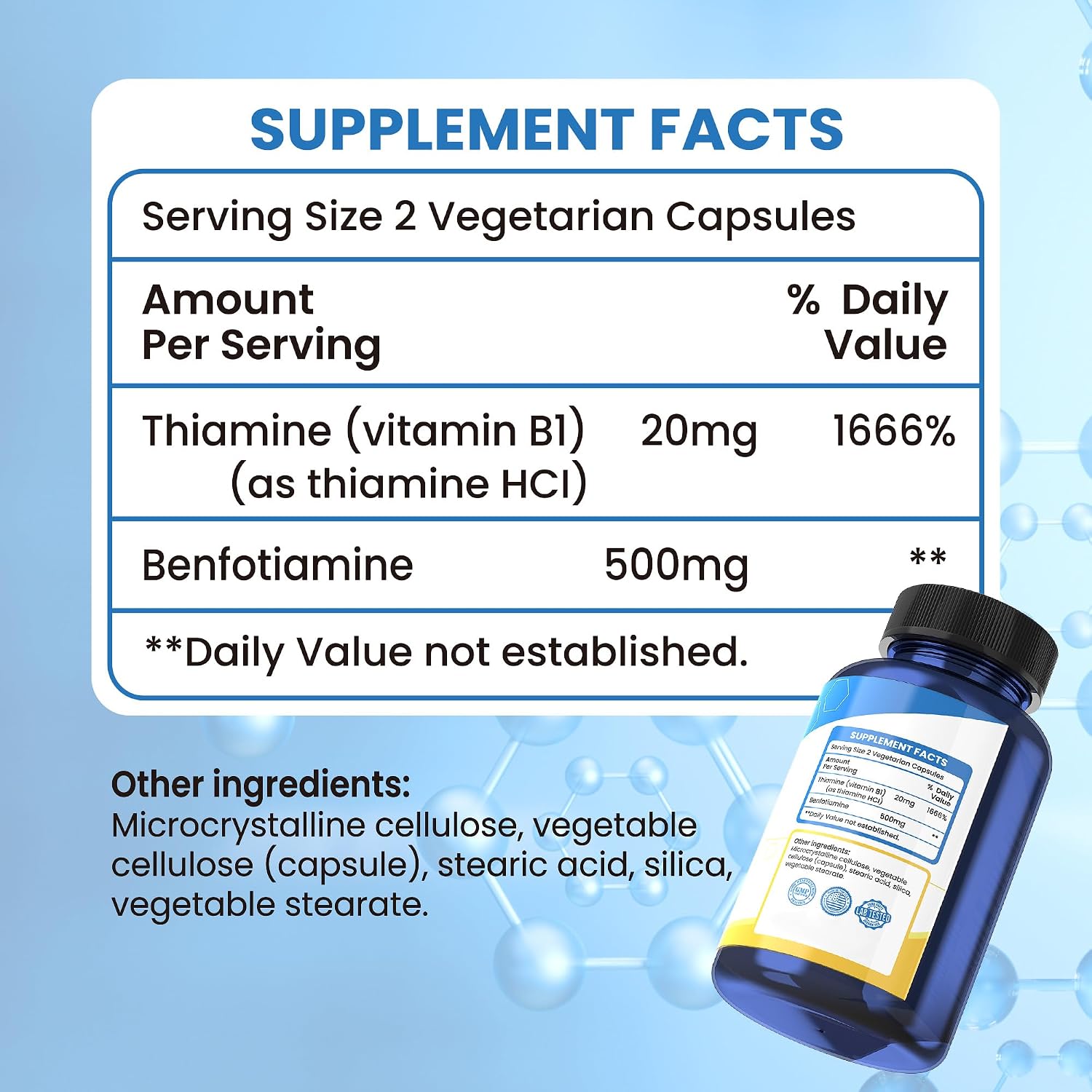 Nutriselect Benfotiamina 500mg, Vitamina B1 Liposoluble, 120 Cápsulas Vegetarianas