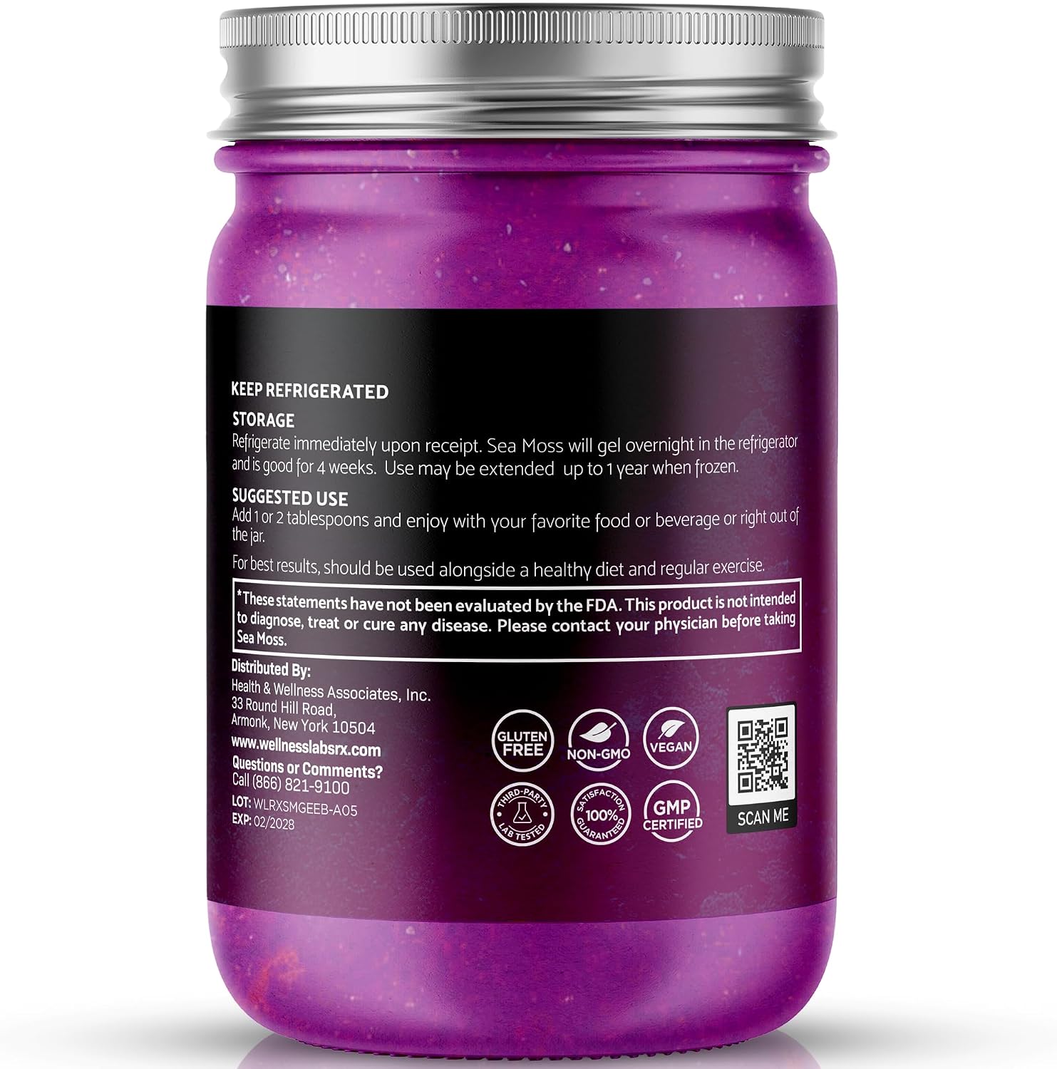 WELLNESS LABSRX Gel de Musgo Marino Irlandés Silvestre – Sabor Saúco – 10 oz