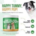 Wild Gut - Probiótico Natural para Perros y Gatos | 8 Cepas Probióticas | 3 Botes