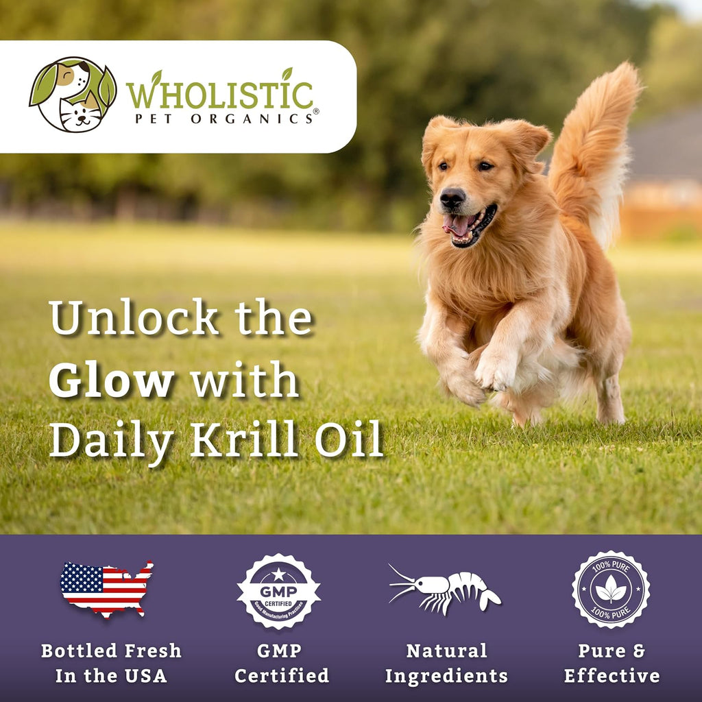 Wholistic Pet Organics Aceite de Krill para Perros y Gatos - Suplemento Antioxidante Premium - Apoyo para Piel y Pelaje con EPA, DHA, Astaxantina - Omega 3 para Perros y Gatos - 200 Cápsulas blandas