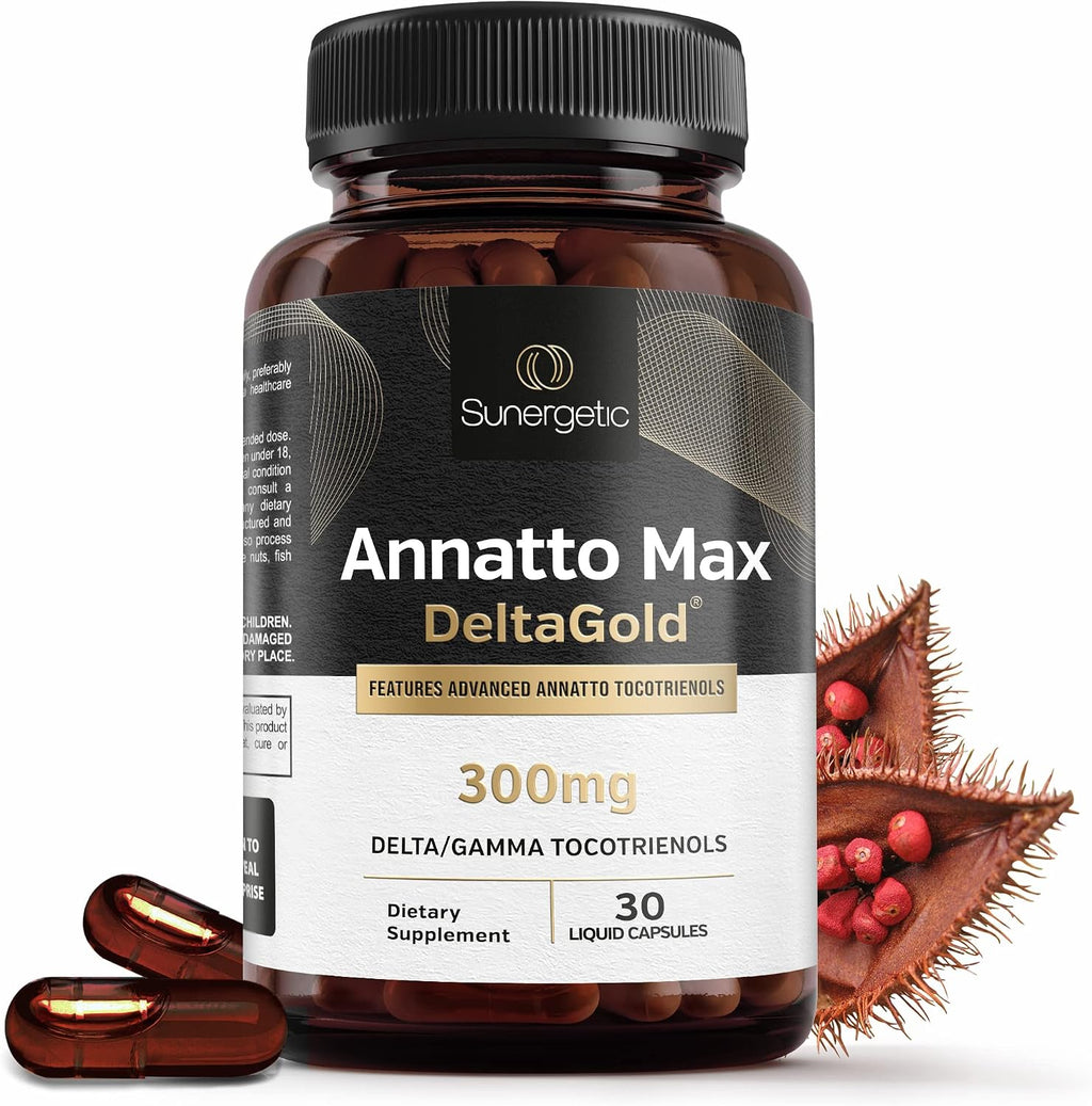 Sunergetic Premium Annatto Tocotrienol – Vitamina E 300 mg – DeltaGold – 30 Cápsulas Líquidas