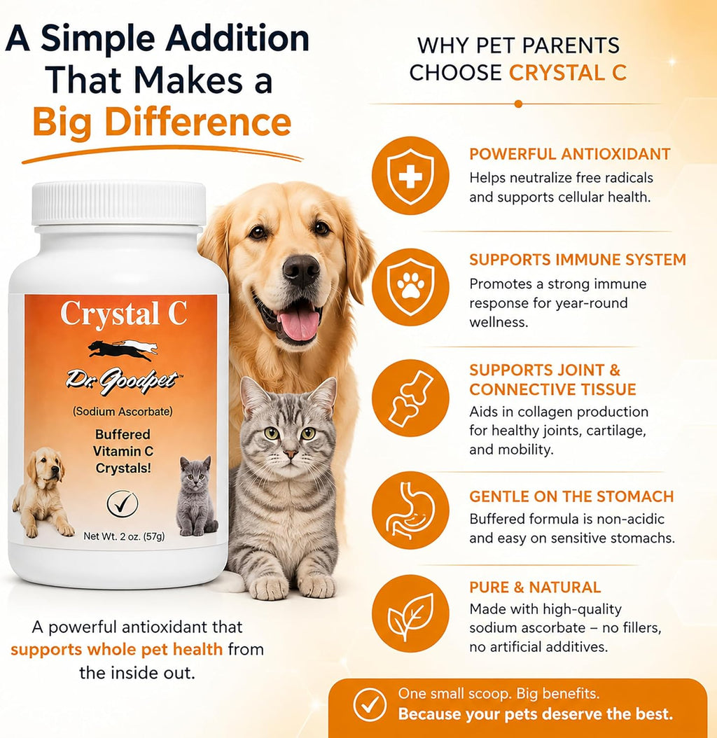 Dr. Goodpet's Crystal-C | Buffered Vitamin C Powder for Dogs and Cats